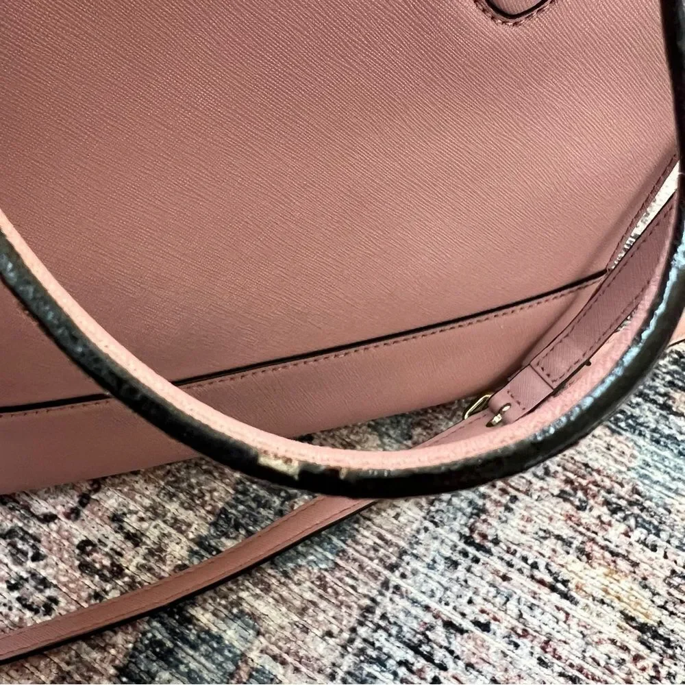 Kate Spade Hadlee Laurel Way Dusty Peony Pink Leather Handbag Purse Satchel